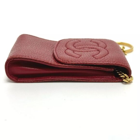 CHANEL CC CC Mark mini Pouch Cigarette case Caviar Leather Red - Picture 4 of 11